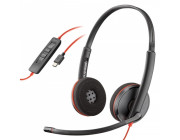 Plantronics Blackwire C3220 (209745), USB - A, Microphone noise-canceling, SoundGuard, DSP, Receive output from 20 Hz–20 kHz, Microphone 100 Hz–10 kHz, Call answer/ignore/end/hold, redial, mute, volume +/-, OEM, CABLE LENGTH 1610mm